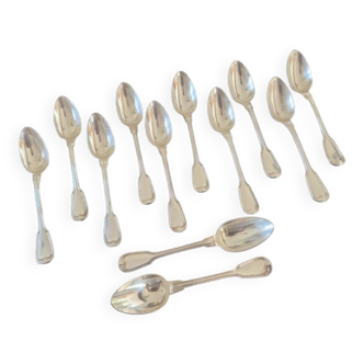 Master Goldsmith : Alfénide, Christofle, Paris - Series of 12 dessert spoons - Chinon model