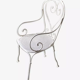 White openwork wrought iron armchair