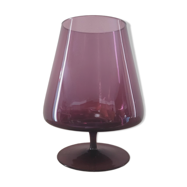 Coupe vintage Ingrid Glashütte en verre violet – design moderniste 70s