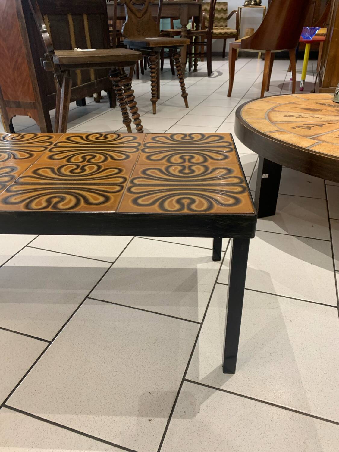 Table basse vintage ceramique circa 1970