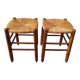 Pair of stools with straw seats, 1960