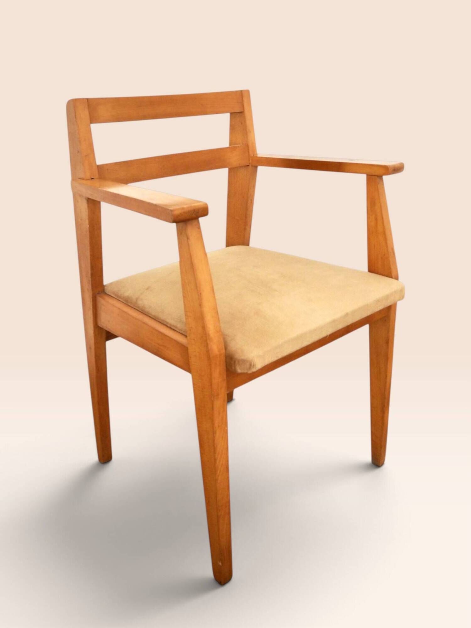 Mid-century armchair in blonde beech