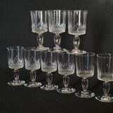 9 old crystal glasses cut Baccarat / Val St Lambert model Jeux d'Orgues