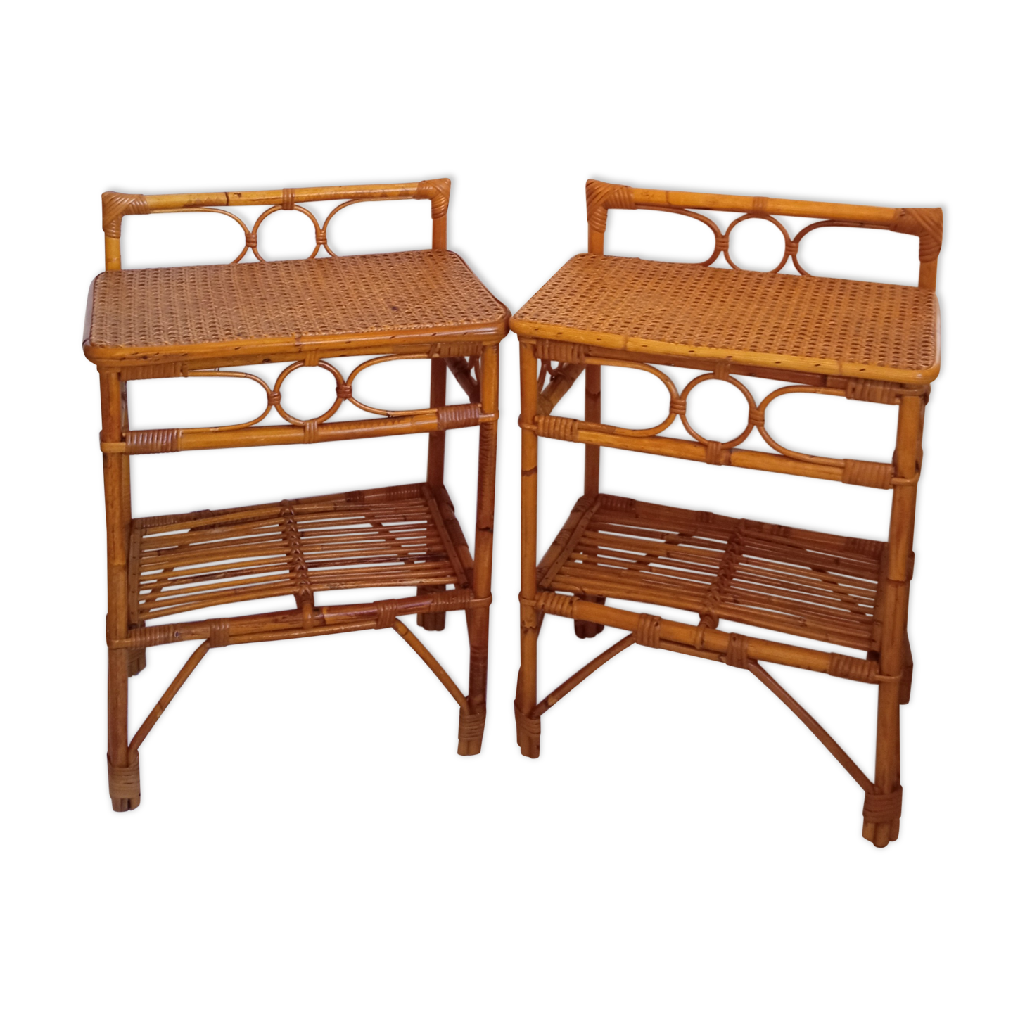 Pair of bamboo bedside tables