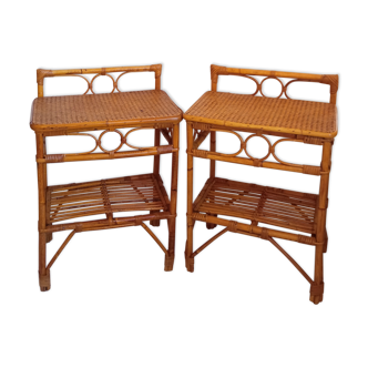 Pair of bamboo bedside tables