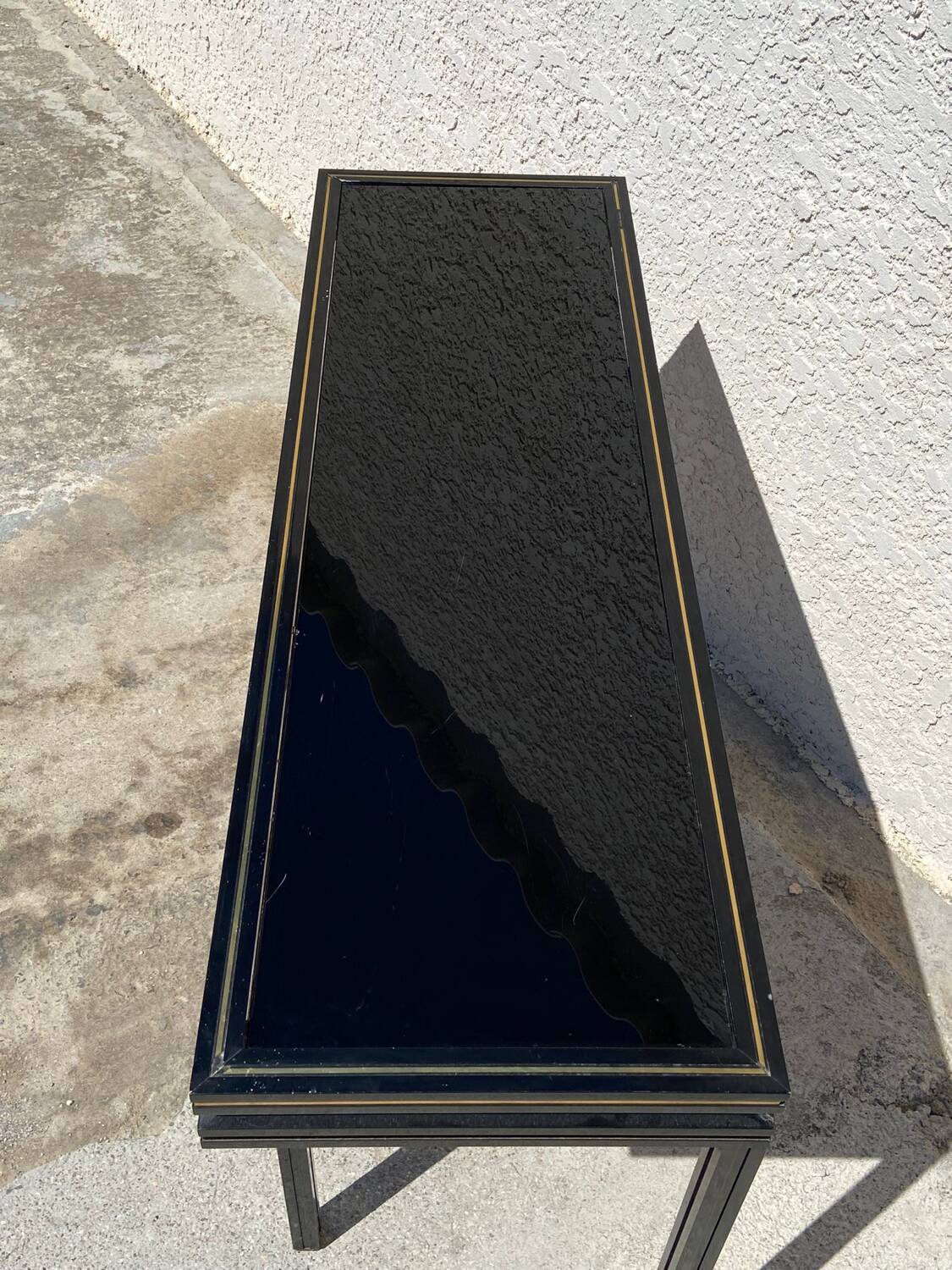 Pierre Vandel metal console with glass top