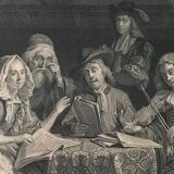 Goldfried Schalcken, The family at the concert, engraving, eighteenth century