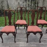 Set of 4 carved wooden chairs from the late 19th century in the Dutch style.