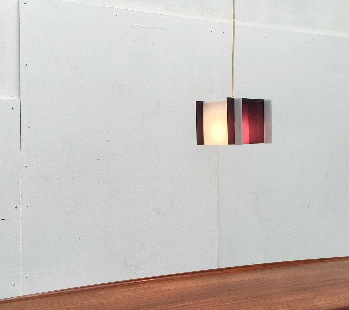 Mid-century space style acrylic cube pendant lamp, 1960s