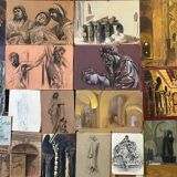 Paintings Lot 22 studies Edouard Pannetier (1884-1965) Architecture sculpture etc