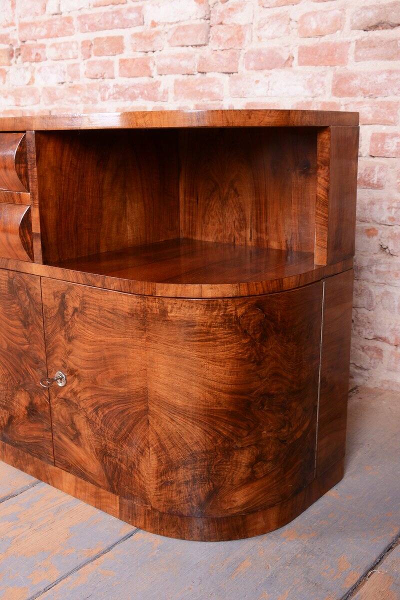 Buffet Art Déco en noyer et chrome, années 1920