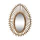 Asymmetrical vintage rattan wicker bamboo sun mirror Scandinavian craftsmanship