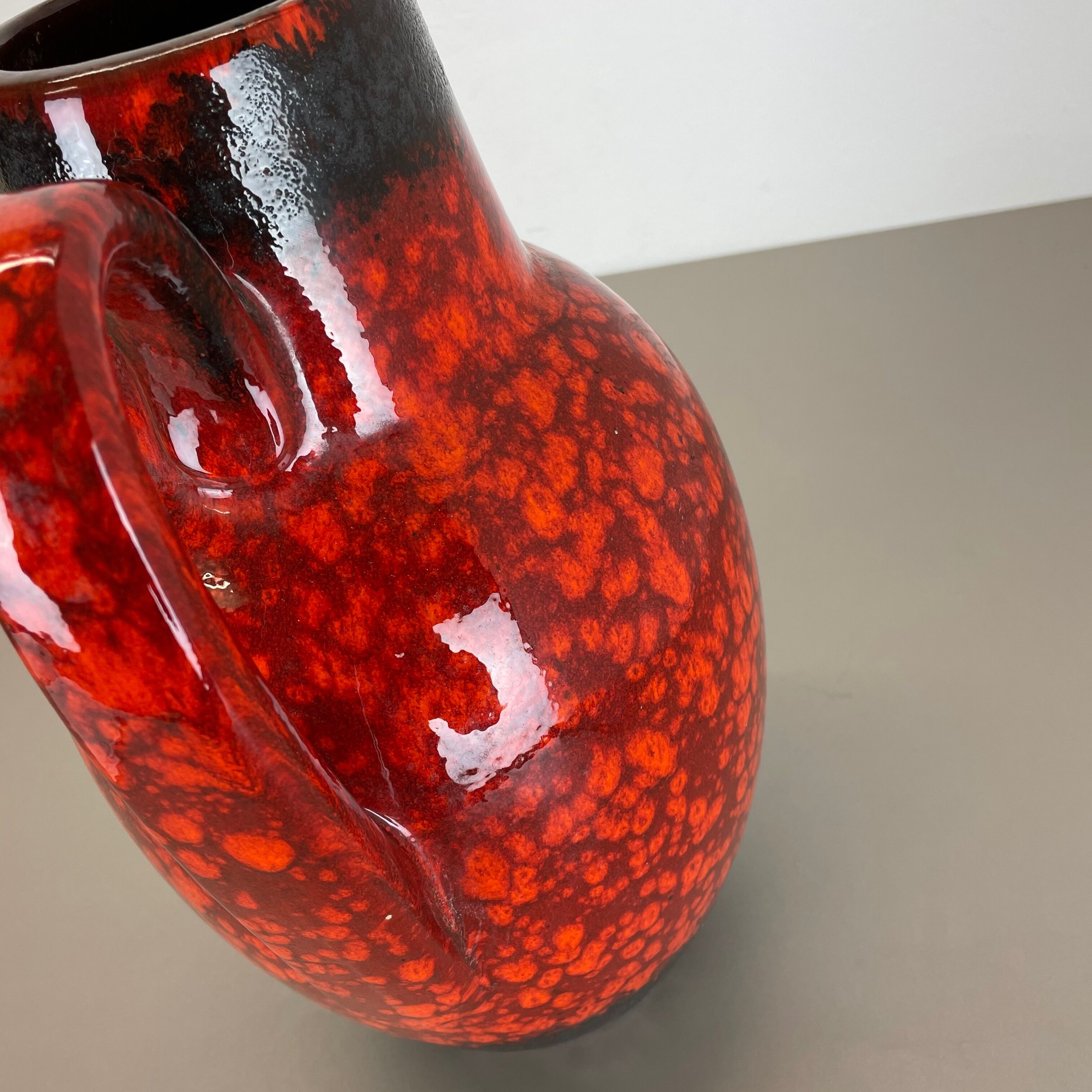 Pottery fat lava multi-color red black floor vase made by scheurich, 1970s