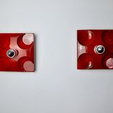 Pair of Fat Lava wall lamps by Hustadt Leuchten, Orange ceramic, Germany, 1960