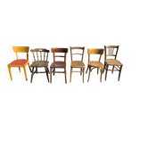 Lot de 6 chaises de bistrot dépareillées bois