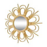 Flower-shaped rattan mirror, 55 cm