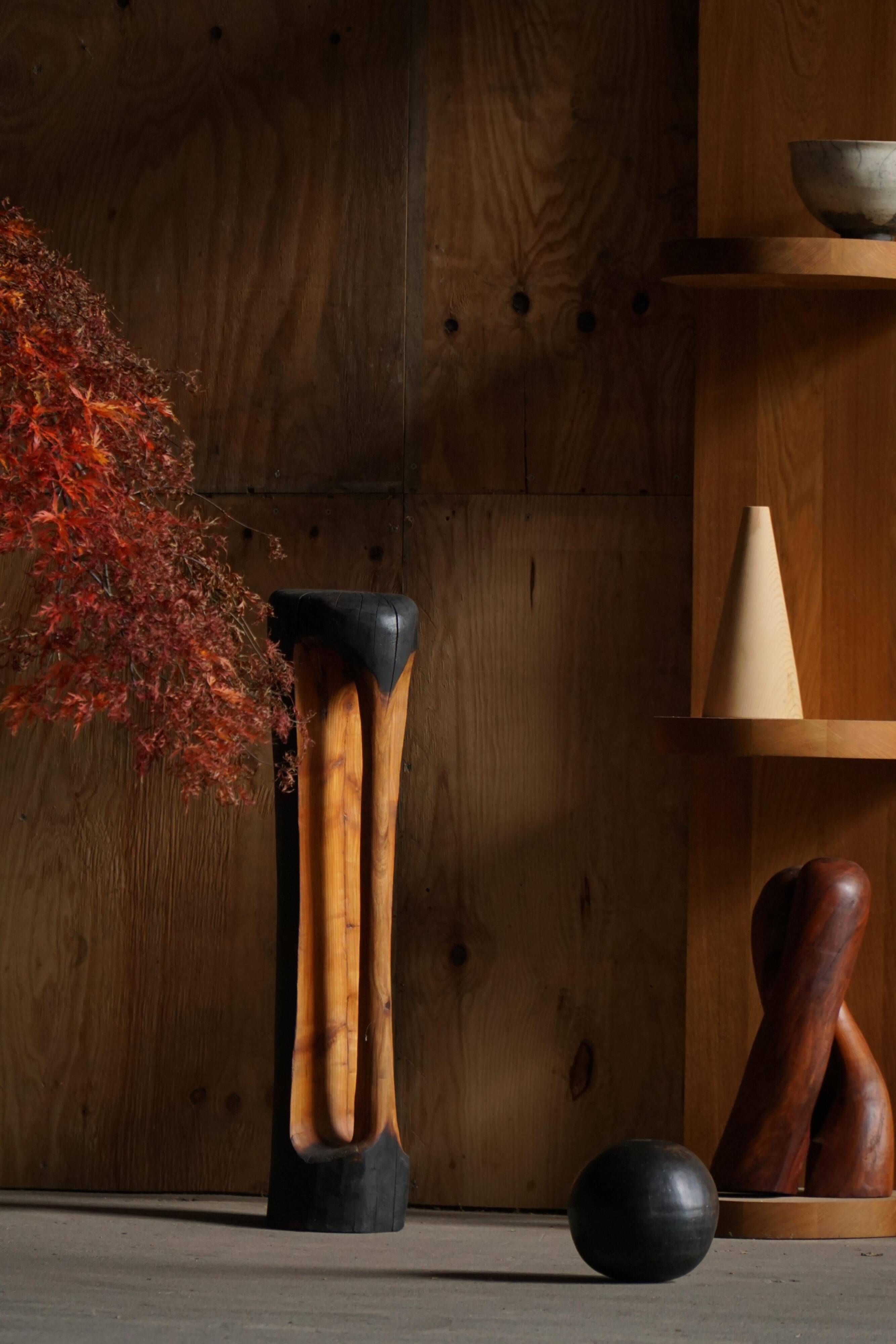 Large wooden sculpture "Black Elegance" by Ole Wettergren, Denmark, 1990s.