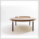 Mid-century wood and leather coffee table
