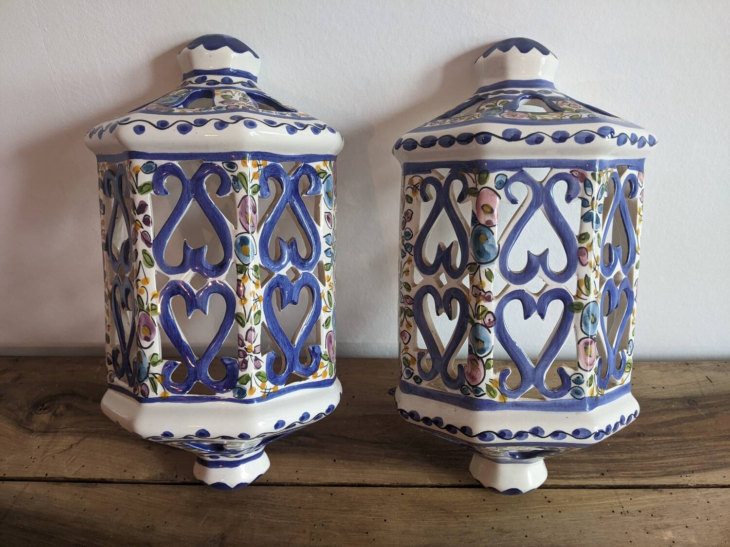 Pair of ceramic wall lights