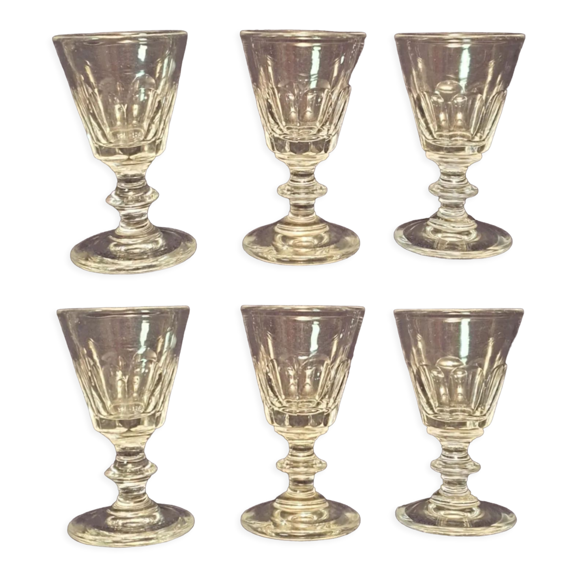 6 antique crystal shot glasses