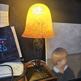 Antique art deco metal and glass lamp