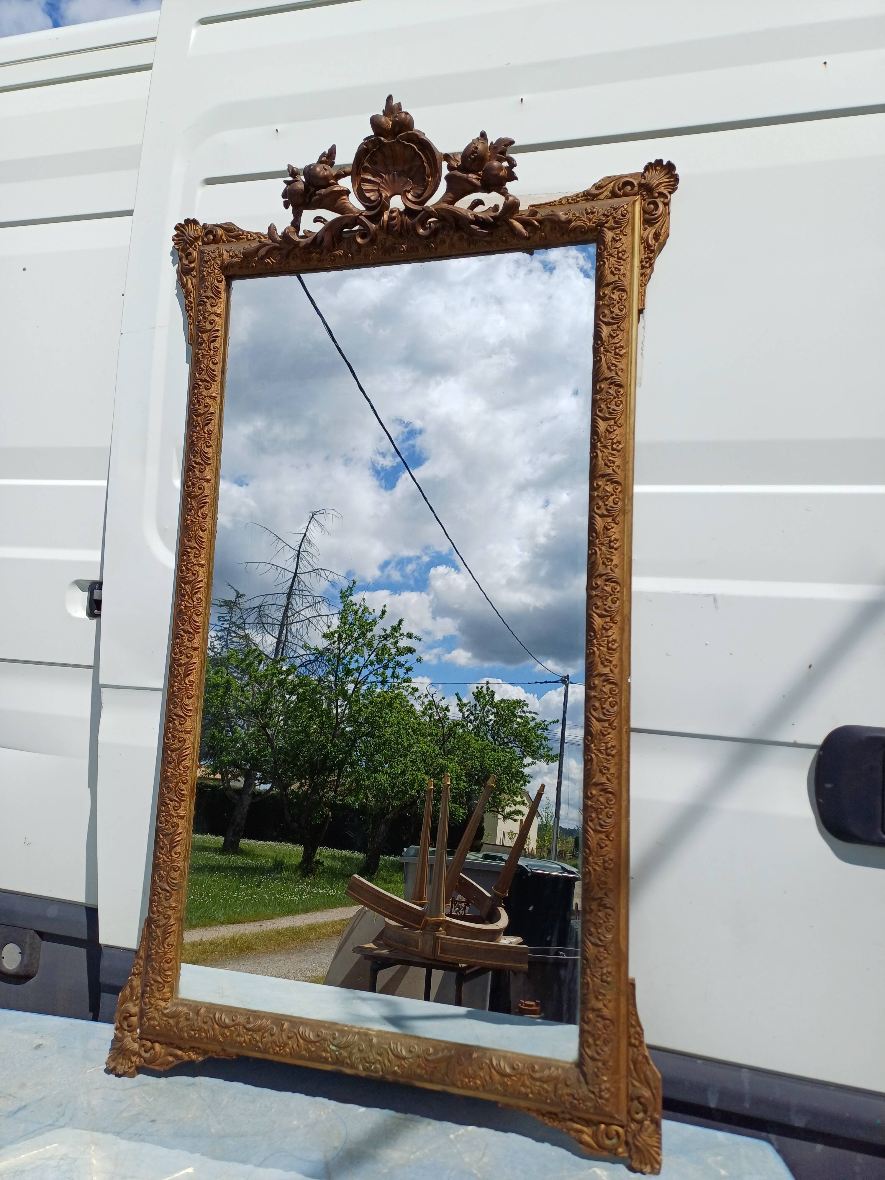 Miroir de Cheminée 19 éme en Bois et Stuk Doré