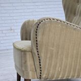 1960s, Danish armchair, light green furniture velour, beech wood.