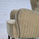 1960s, Danish armchair, light green furniture velour, beech wood.