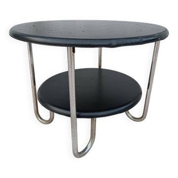 Table basse métal chrome et skaï 1950s