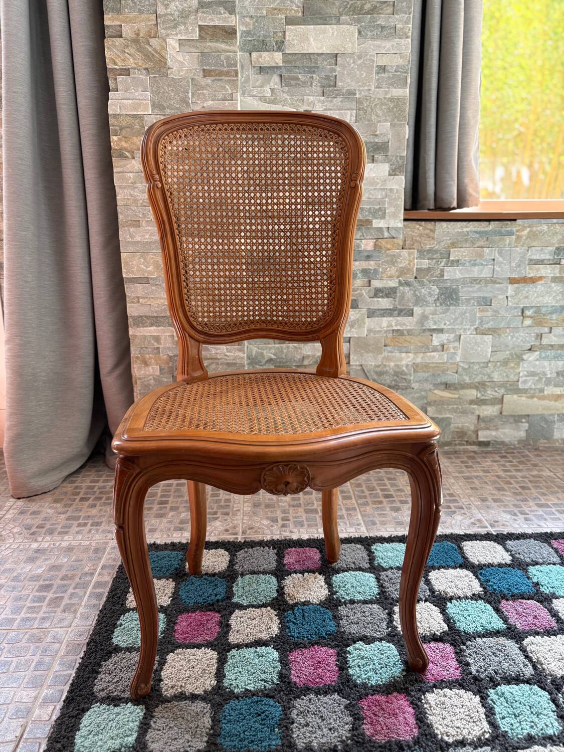 Wooden and rattan chairs