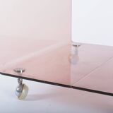 Small coffee table or end table in smoked plexiglass, 1970s