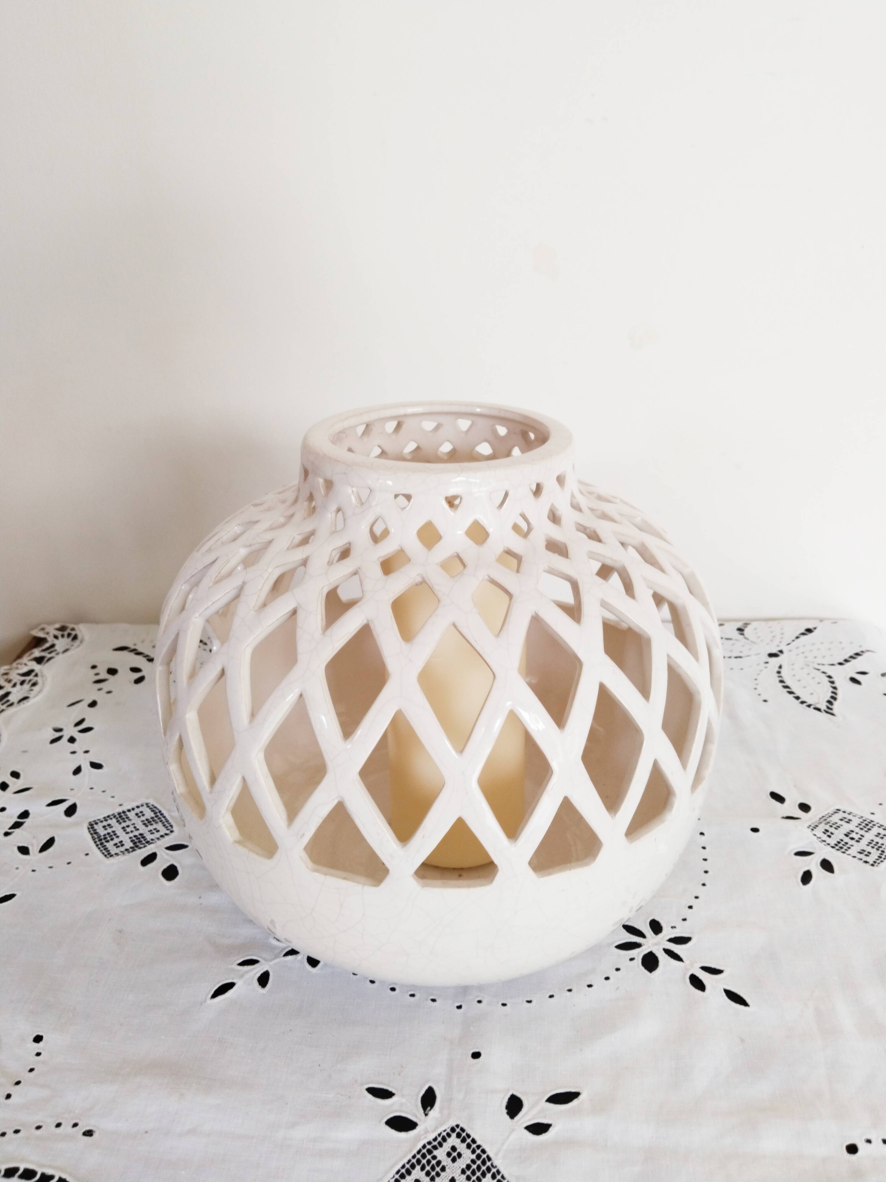 Anthropologie Diamond-Pierced Hurricane Tealight Holder