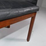 Leather armchair and footstool by Kai Lyngfeldt-Larsen. Denmark 1960s