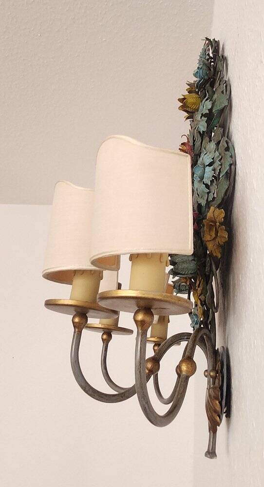 XL Large 2 Light polychrome vintage Ciani Firenze wall lamp, Italy 1970s