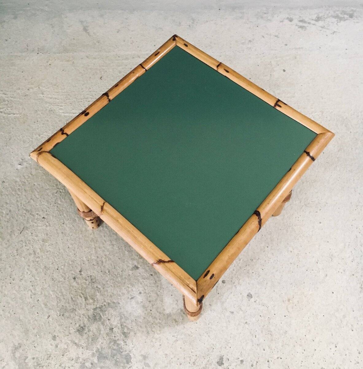 Mediterranean Bamboo Side Table in the style of Audoux Minet, France, 1950s