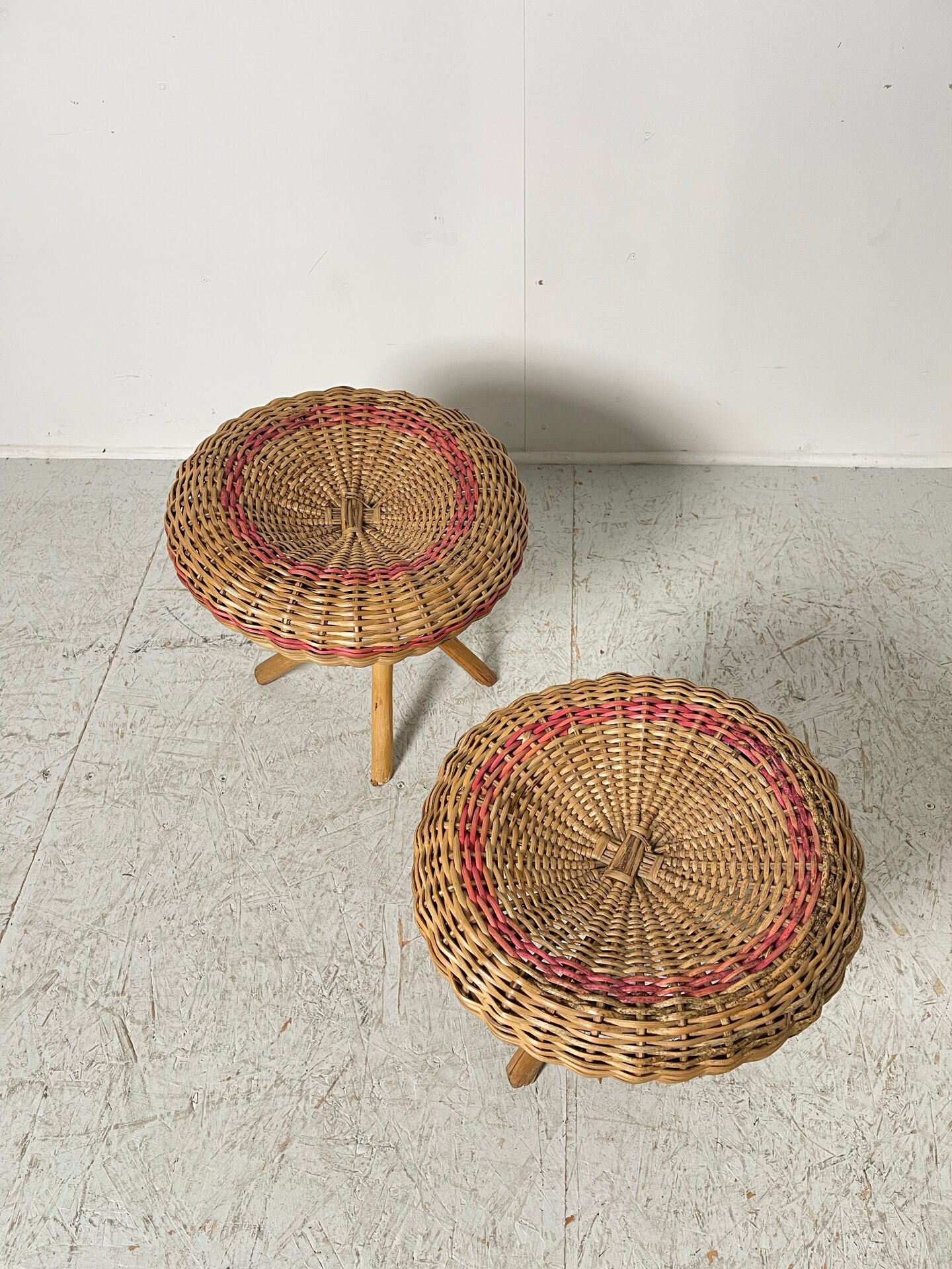 Pair of rattan stools 1960
