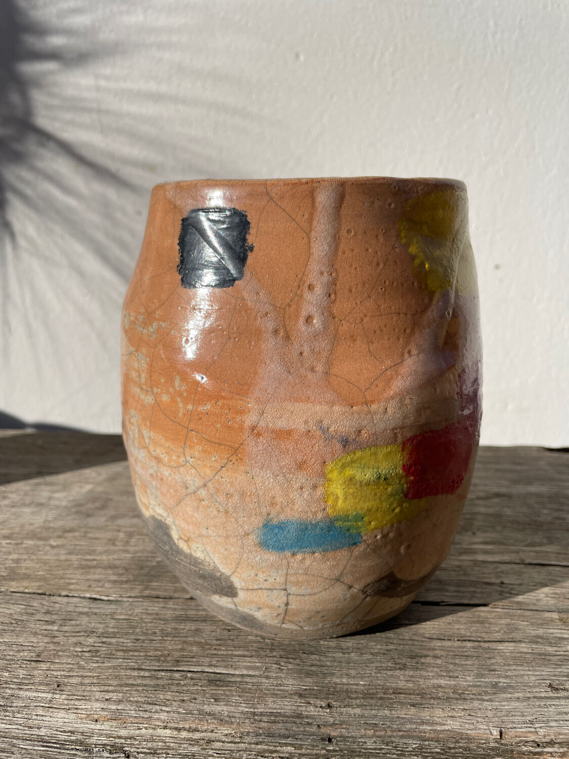 Raku vase / signed ceramic / handmade pottery