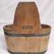 Tub / seille in laid, old swiss wooden cache pot planter, savoie