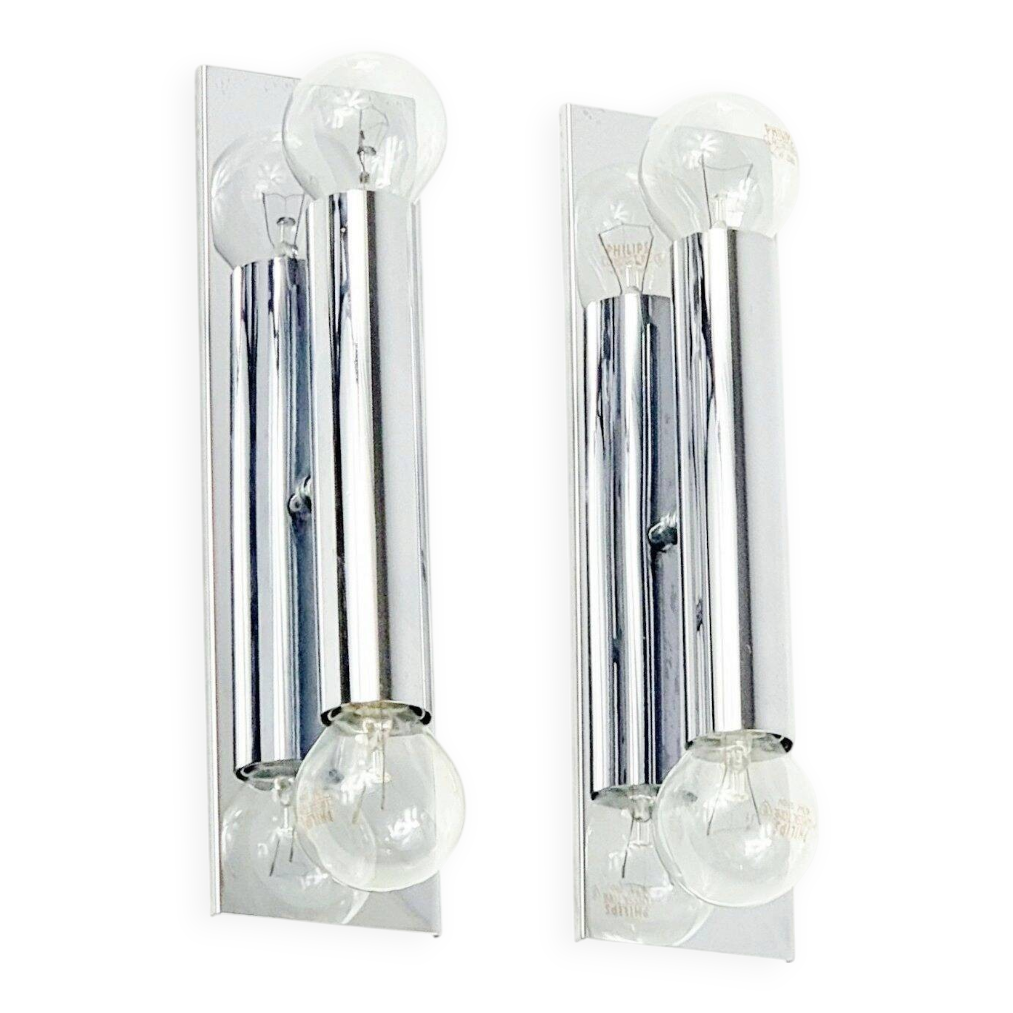 Pair Of Mid Century Sputnik Chrome Wall Lamps From Doria, Germany, 1970s