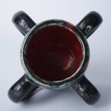 Tasse avec 4 hanses gris, vert intérieur rouge