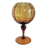 Coupe à pied cristal ambré - vintage