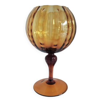 Amber crystal footed cup - vintage