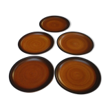 Set of 5 flat plates made of St Amand