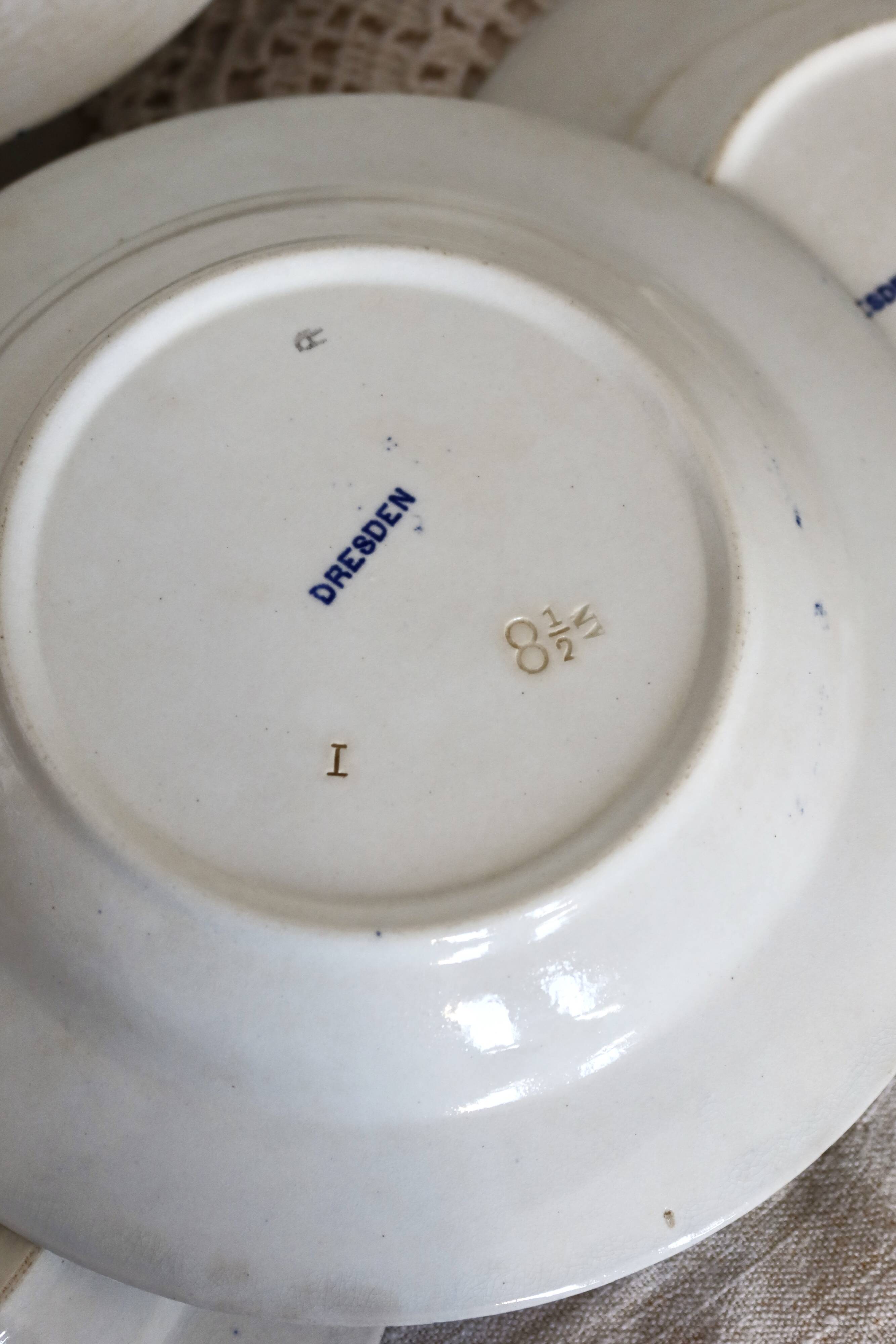 6 antique soup plates - Rare Dresden porcelain