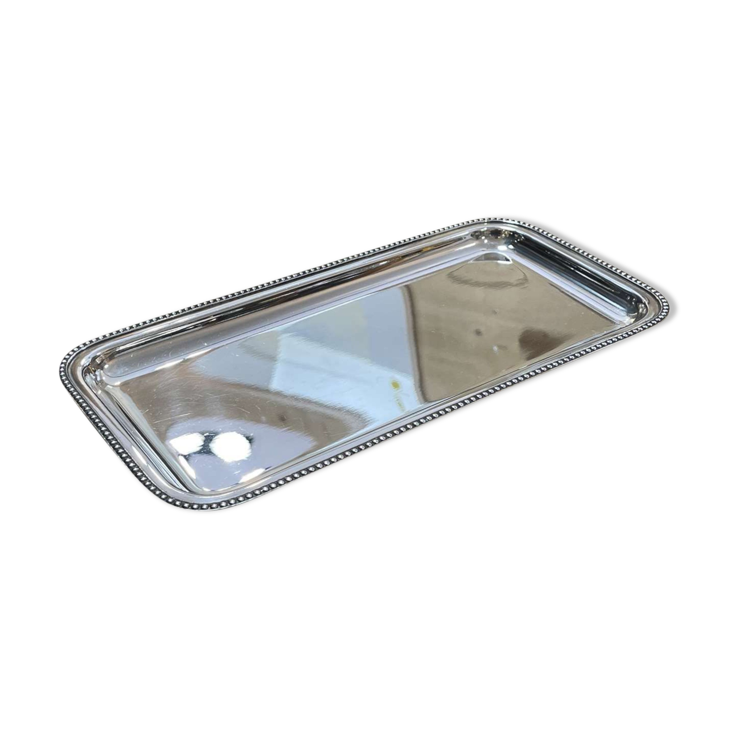 Small rectangular and beaded silver metal top