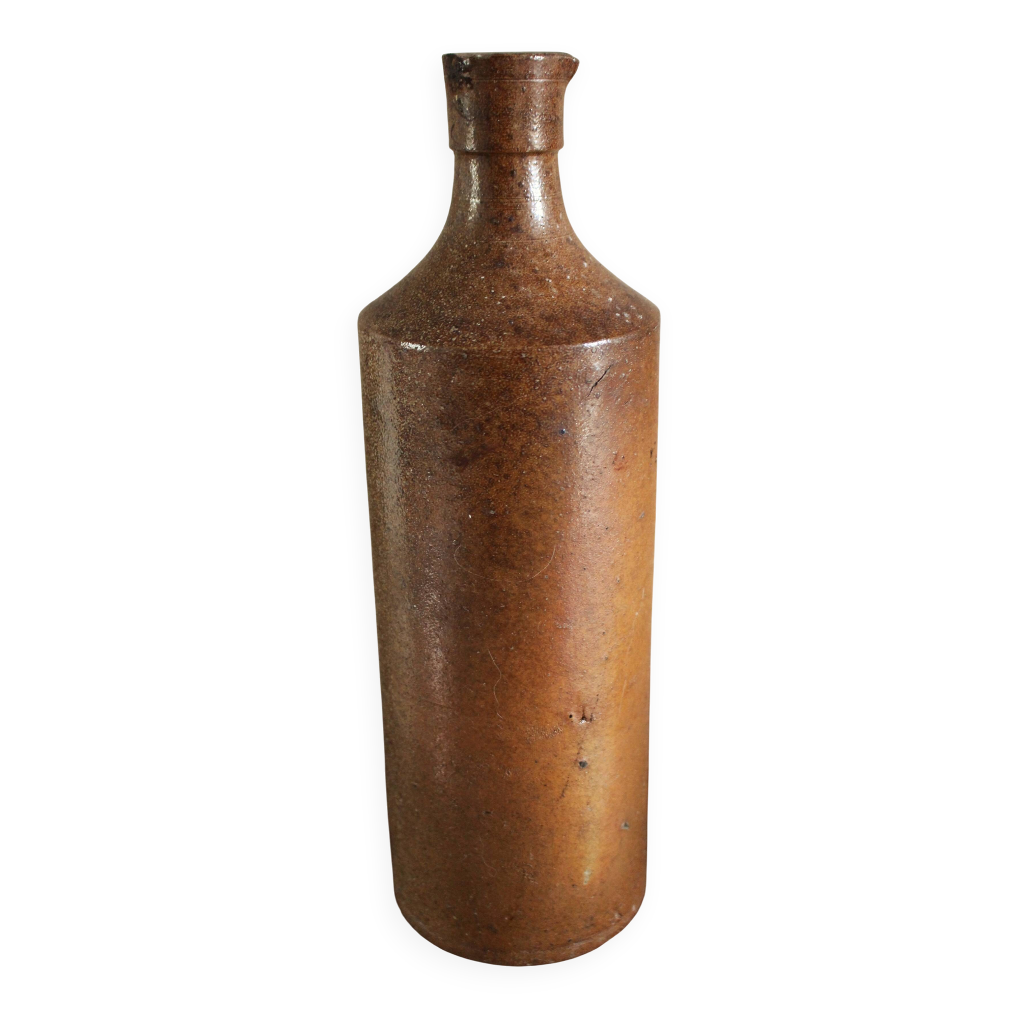 Vintage stoneware liqueur bottle with pouring spout