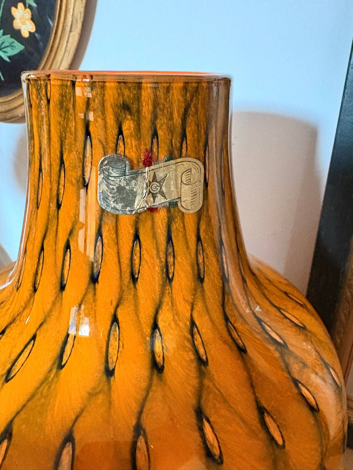 Duo vase & blown glass carafe in orange – 1960s/70s