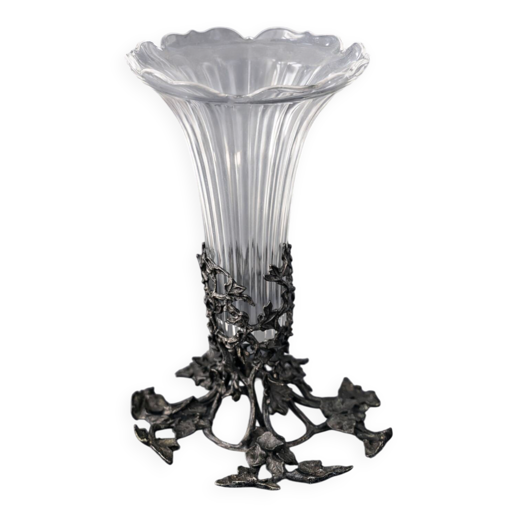 Antique Art Nouveau vase in crystal and patinated bronze – circa 1895–1910