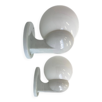 Paire d'appliques Bauhaus en porcelaine et verre - Années 1930
