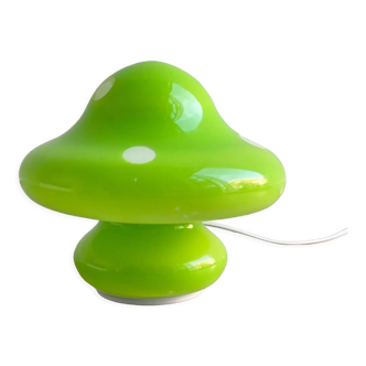 Lampe de table champignon à points blancs, verre vert